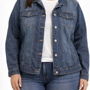 New Look Denim Jacket Size 1X Blue Classic Stretch Jean Jacket Plus